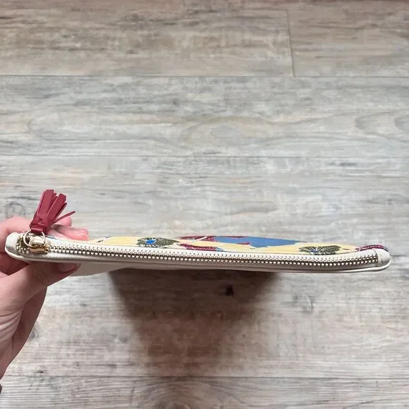 Rachel Pally Floral Clutch Cream Leather Trim Blue Red Yellow Print Bag - Picture 6 of 9